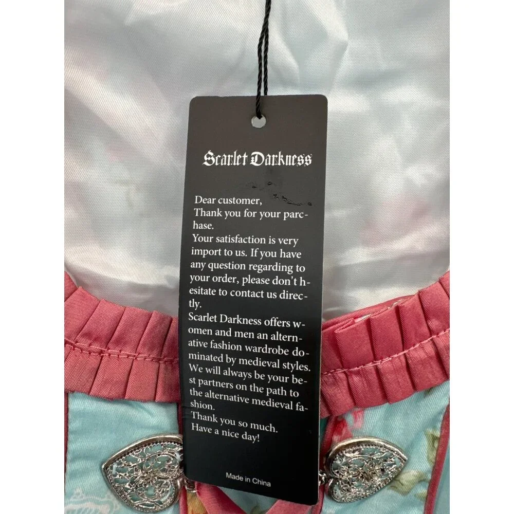 Scarlet Darkness Lace-Up Dress Sz S NEW w/Tags Renfest Cottage Floral MilkMaid - Picture 5 of 12
